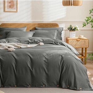 NEW Jellymoni Gray Queen Duvet Cover with Shams